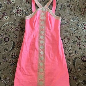 NWT Womens Lilly Pulitzer pink dress with gold accents.  Size 2